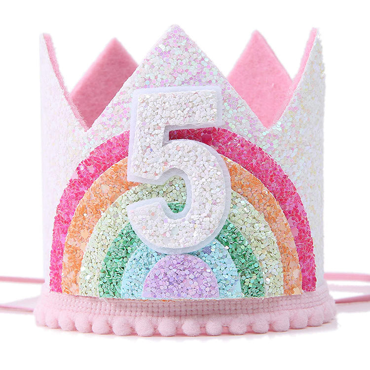Rainbow Crown For Children's Birthday Ages 1-5