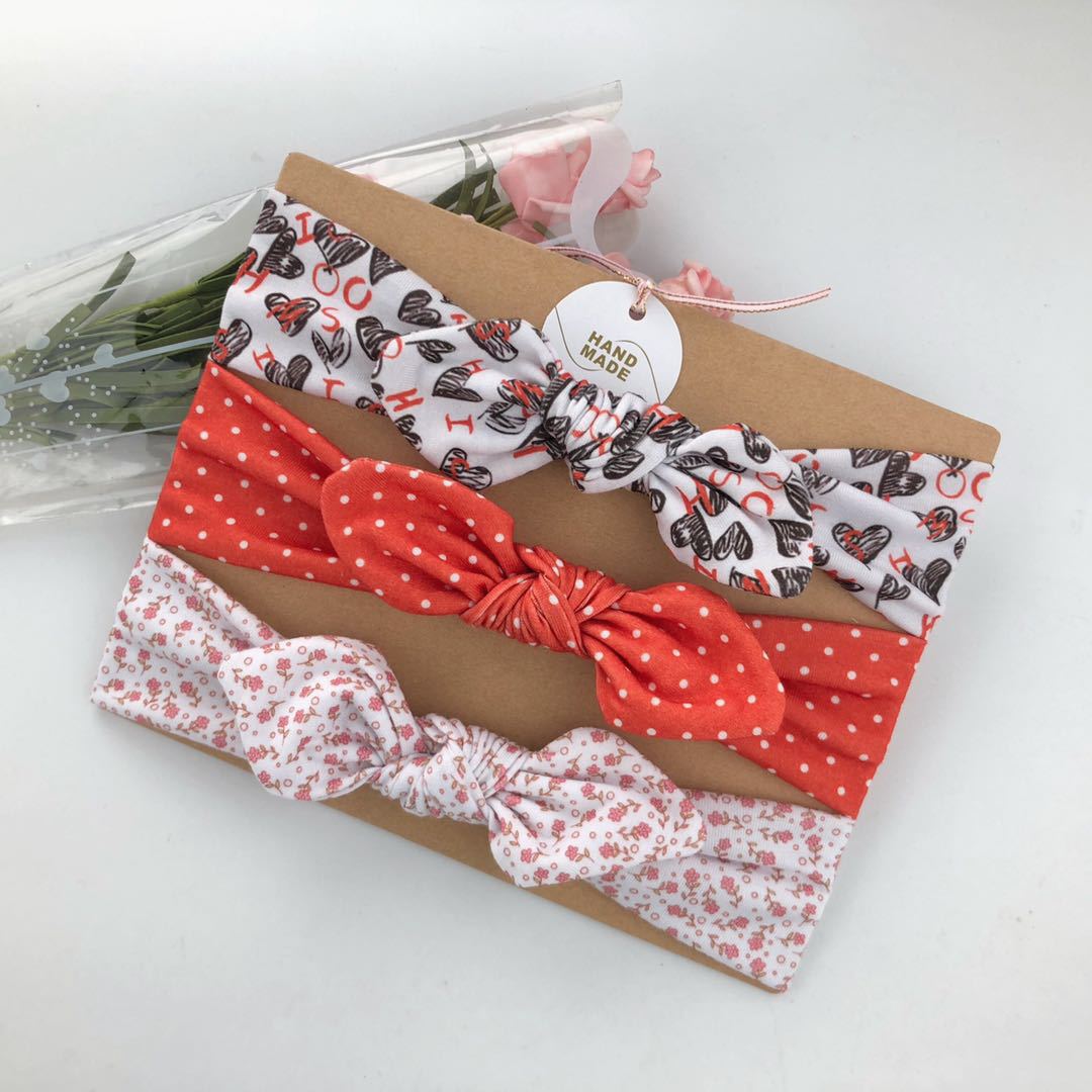 Black & White Hearts, Red Polka Dot & White & Pink Floral Headbands for ages 0-3 years old - 3 pack