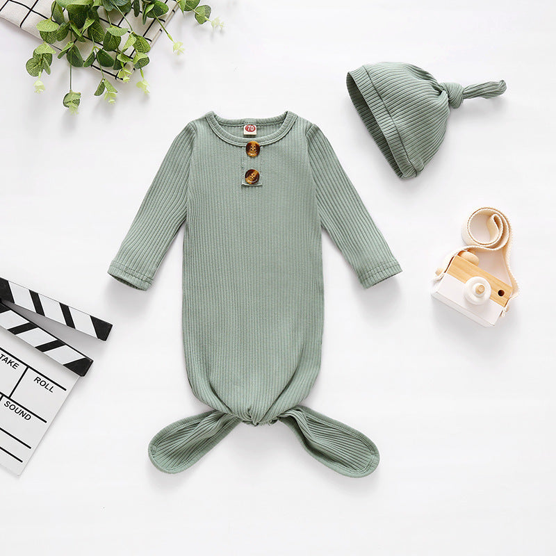 Light Green Sleeping Gown with Beanie Hat