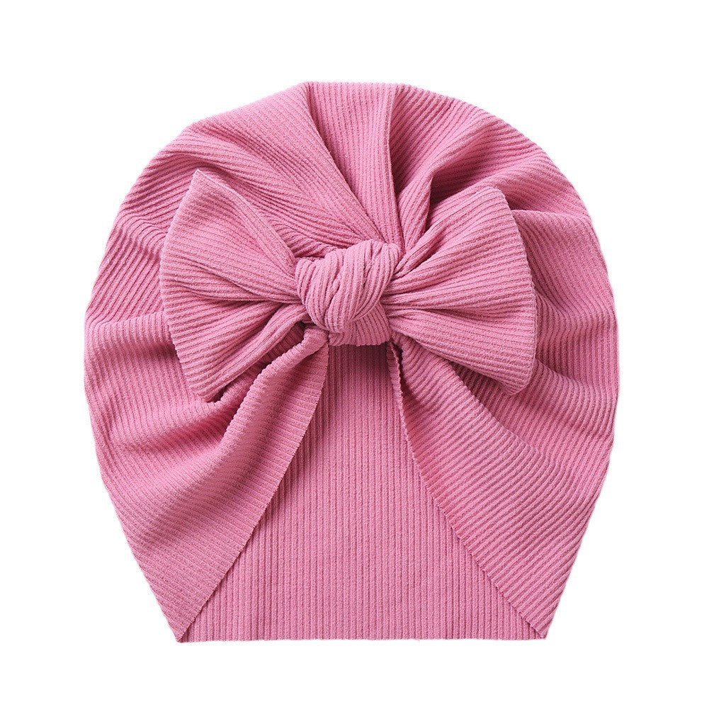Dark Pink Bow Cotton Pullover Cap