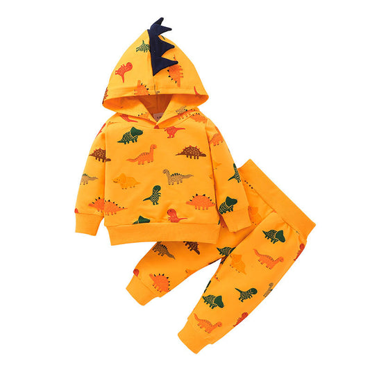 Orange Dinosaur Sweatshirt with Scales & Sweatpants - 2pc outfit