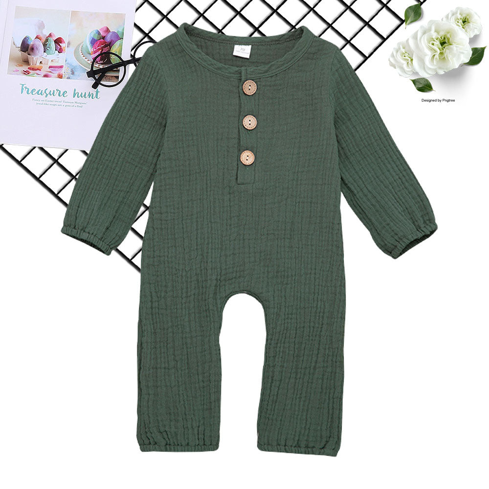 Baby One-piece Cotton & Linen Green Romper