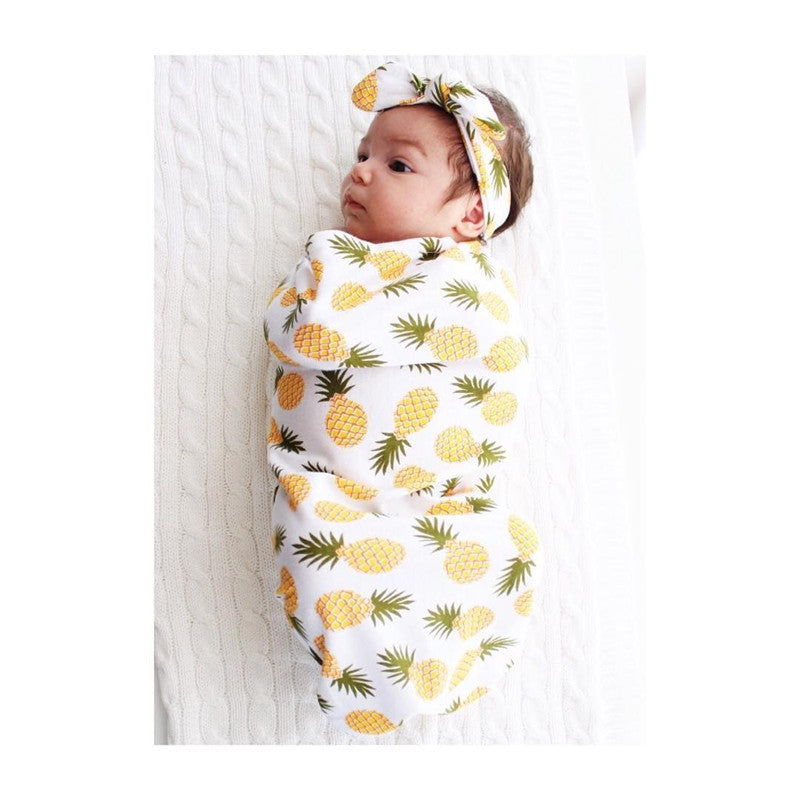 Pineapple Baby Swaddle & Matching Headband