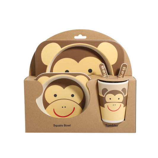 Bamboo Fiber Children's Monkey Tableware Set - 5pc set