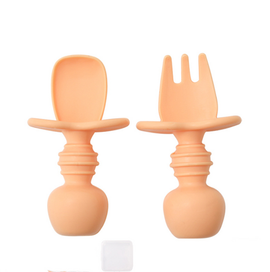 Soft Silicone Orange Fork & Spoon Set