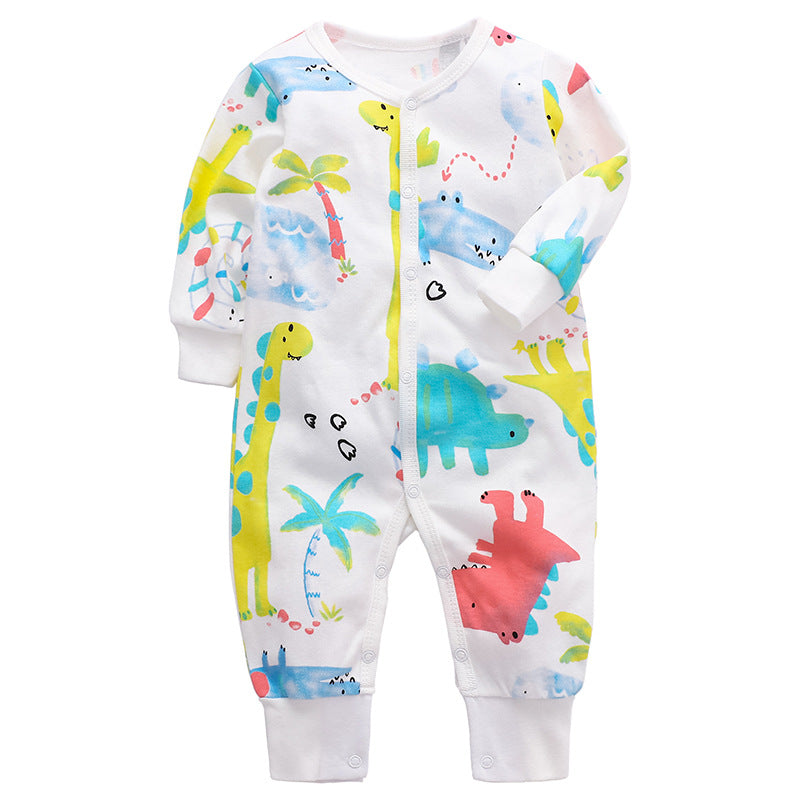 Baby Boy White Long Sleeve Dinosaur Pajamas
