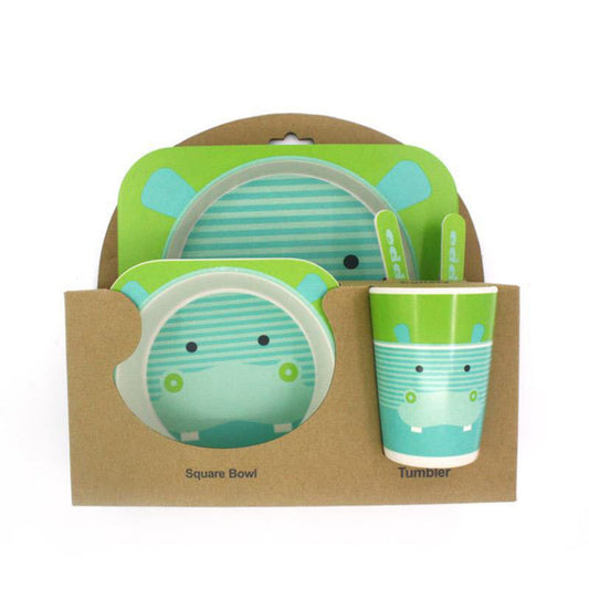 Bamboo Fiber Children's Hippo Tableware Set - 5pc set