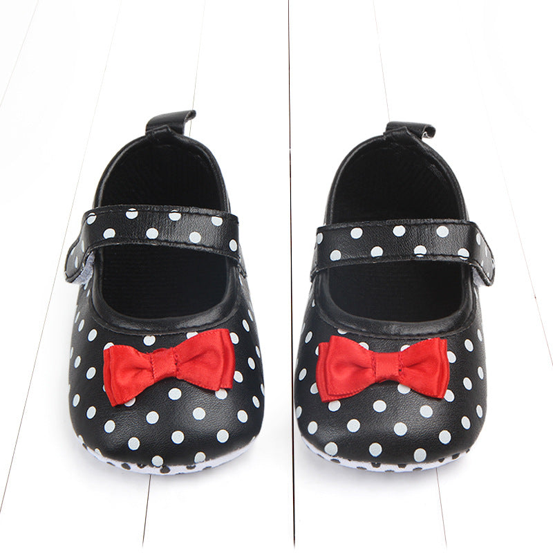 Black & White Polka Dot with Red Bow Shoes