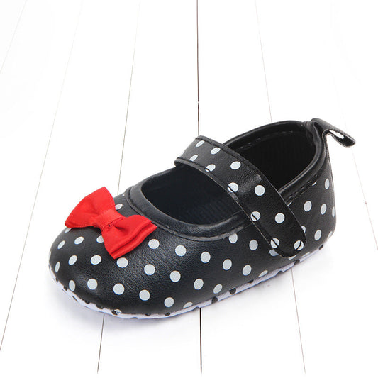Black & White Polka Dot with Red Bow Shoes