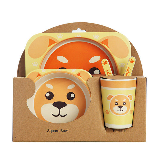 Bamboo Fiber Children's Puppy Dog Tableware Set - 5pc set