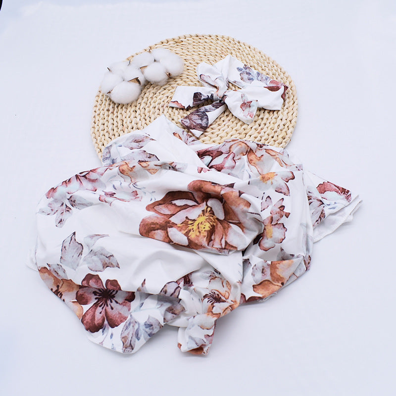 Newborn Swaddle Blanket with Matching Headband