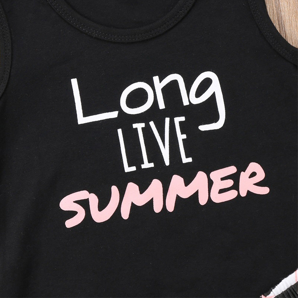 "Long Live Summer" Tassel Shirt & Hem Shorts with Headband - 3pc outfit set