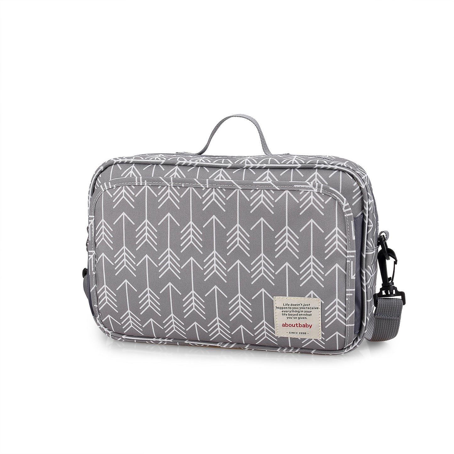 Grey Portable Diaper Mommy Bag - attaches to stroller