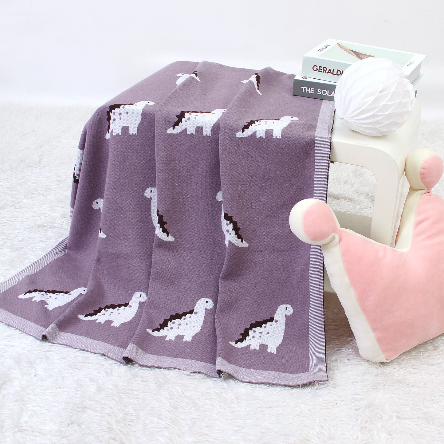Little Dinosaur Knitted Baby Blanket  - Different colors available