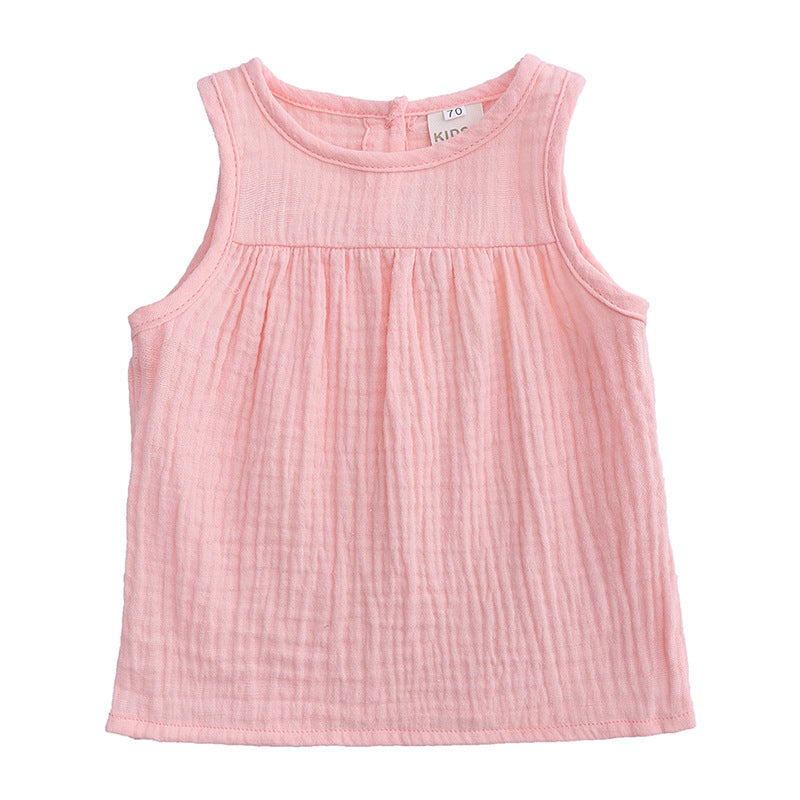 Pink Cotton Linen Sleeveless Shirt