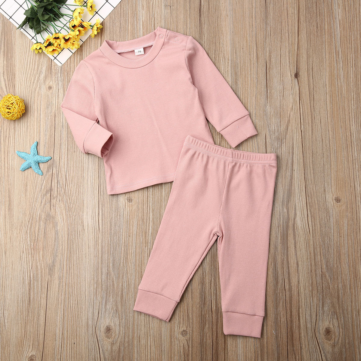 Pink Long Sleeve Lounge Outfit - 2pc set