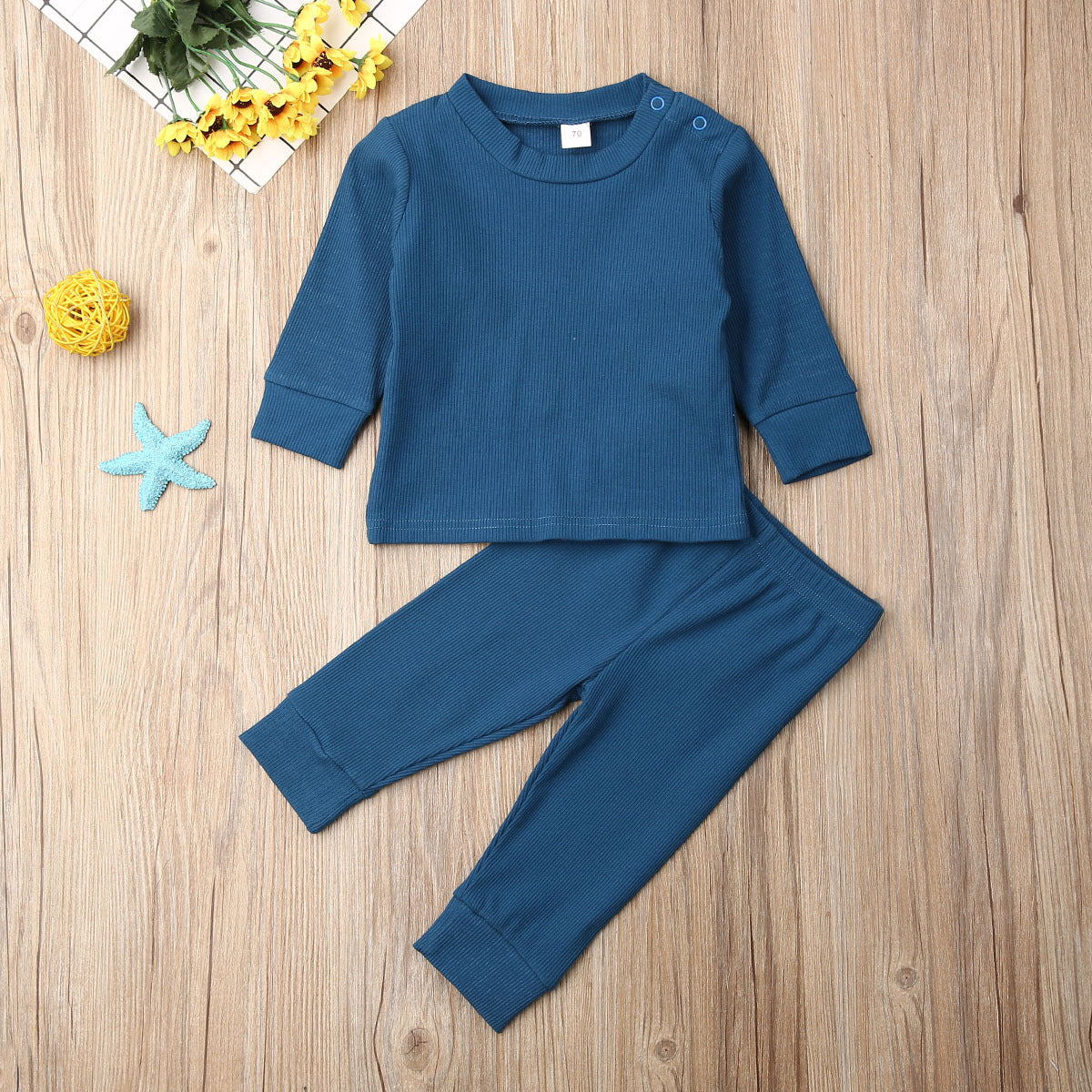 Blue Long Sleeve Lounge Outfit - 2pc set