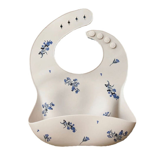 Super Soft Waterproof Silicone  Light Beige & Blue Orchid Bib