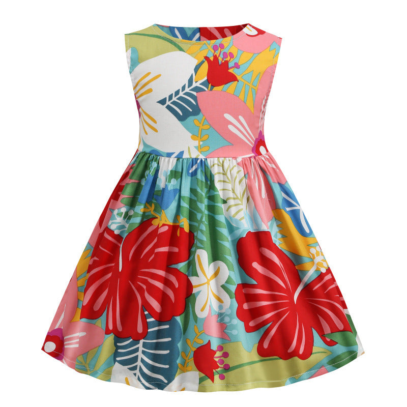 Girl's Bright & Colorful Flower Summer Dress