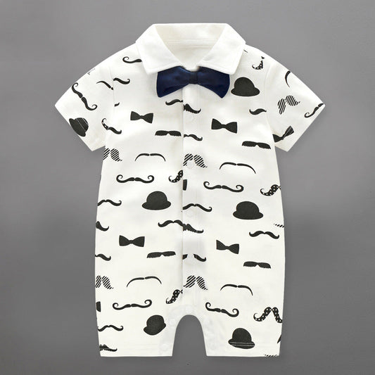 Baby One-piece Mustache White Romper