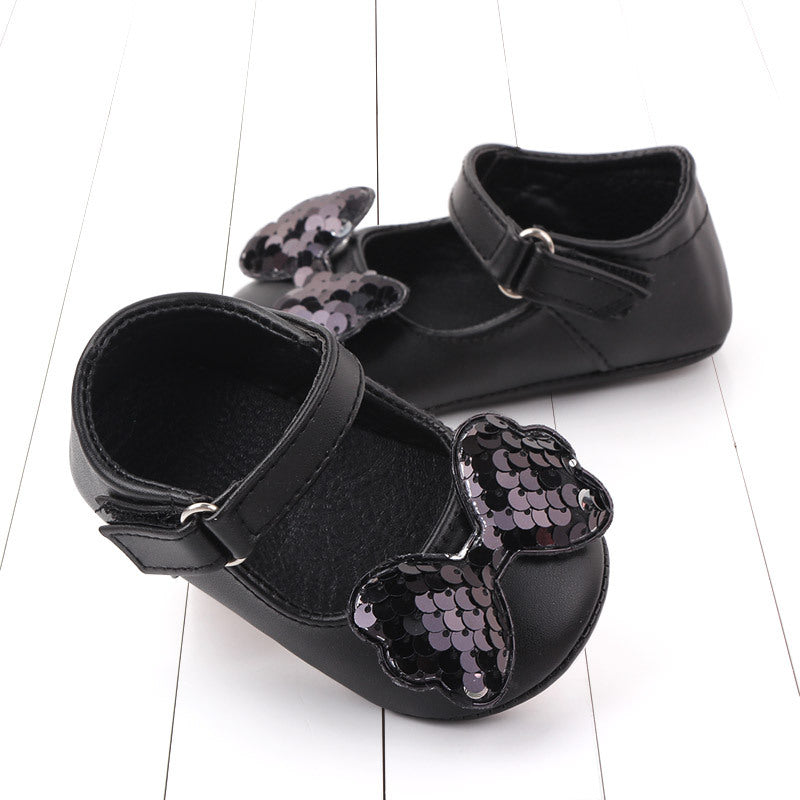 Black Sequin Baby Shoes with Bow