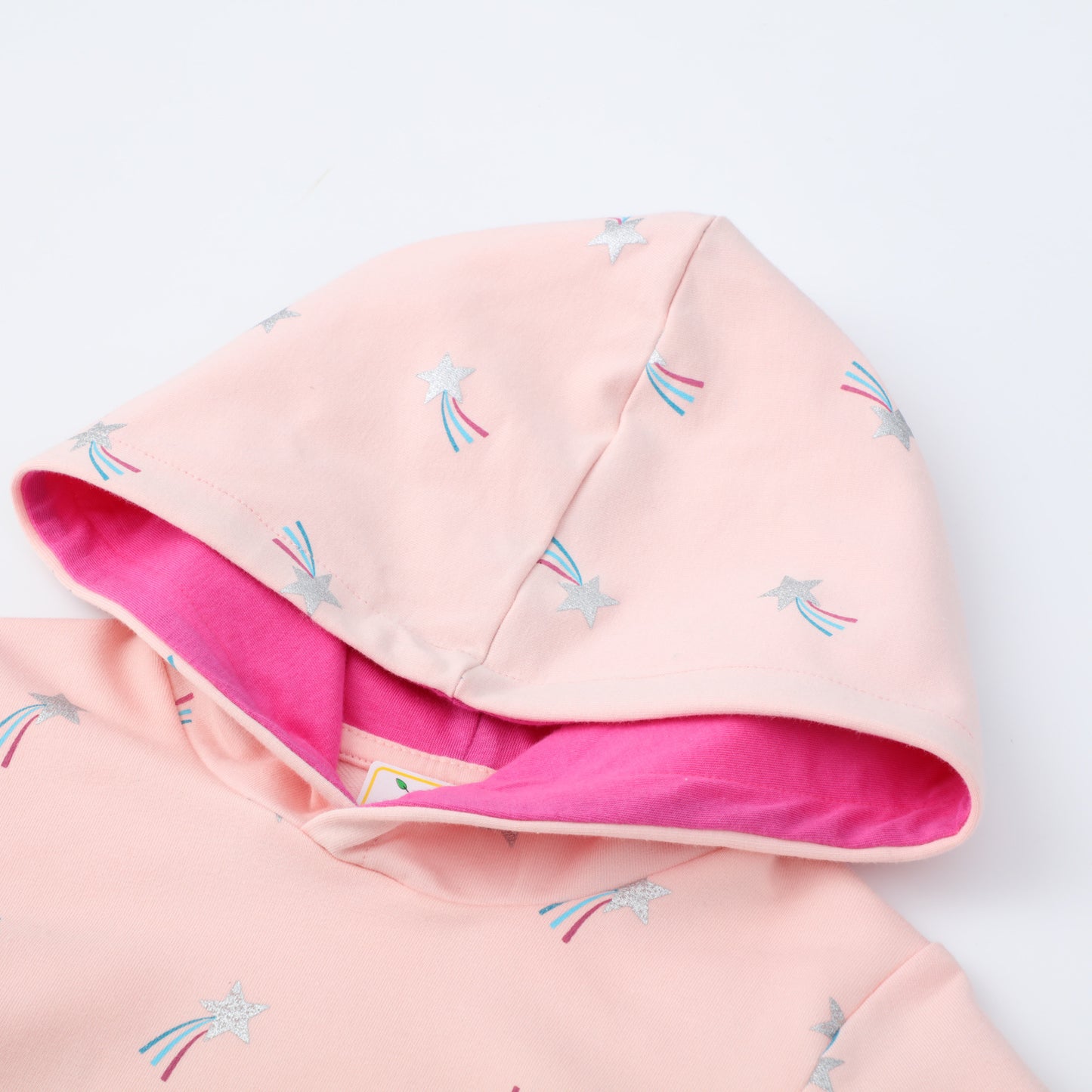 Pink Long-sleeve Shooting Star Hooded Dress