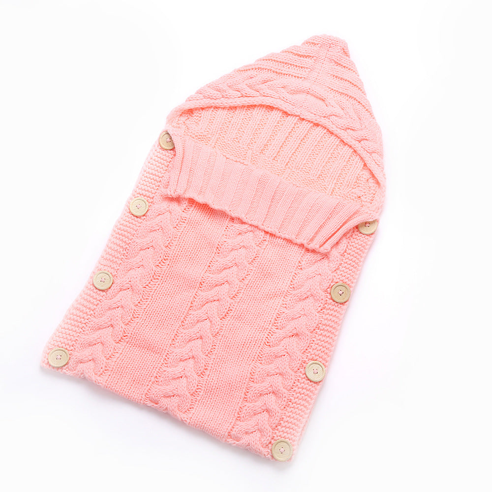 Pink Knitted Baby Sleeping Bag Quilt