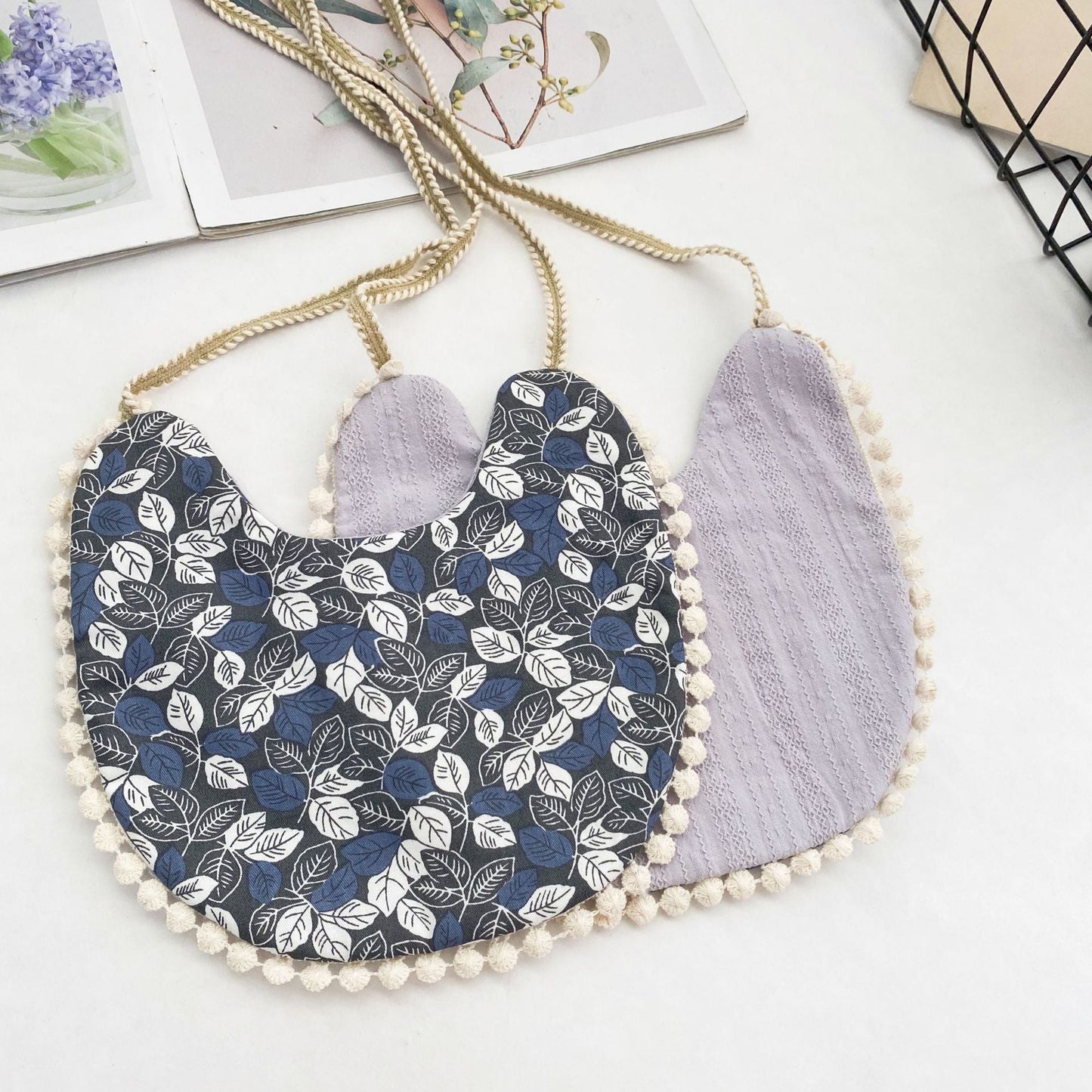 Navy Blue Double-sided Lace Bib