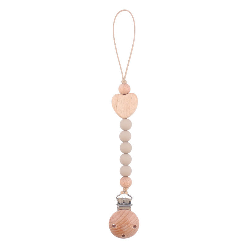 Baby Teething Beads & Beech Wood Pacifier Clip - many colors available