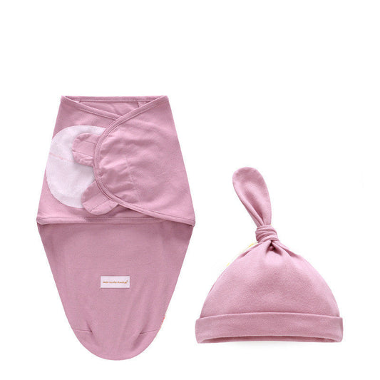 Pink Swaddle Blanket with Matching Beanie Cap