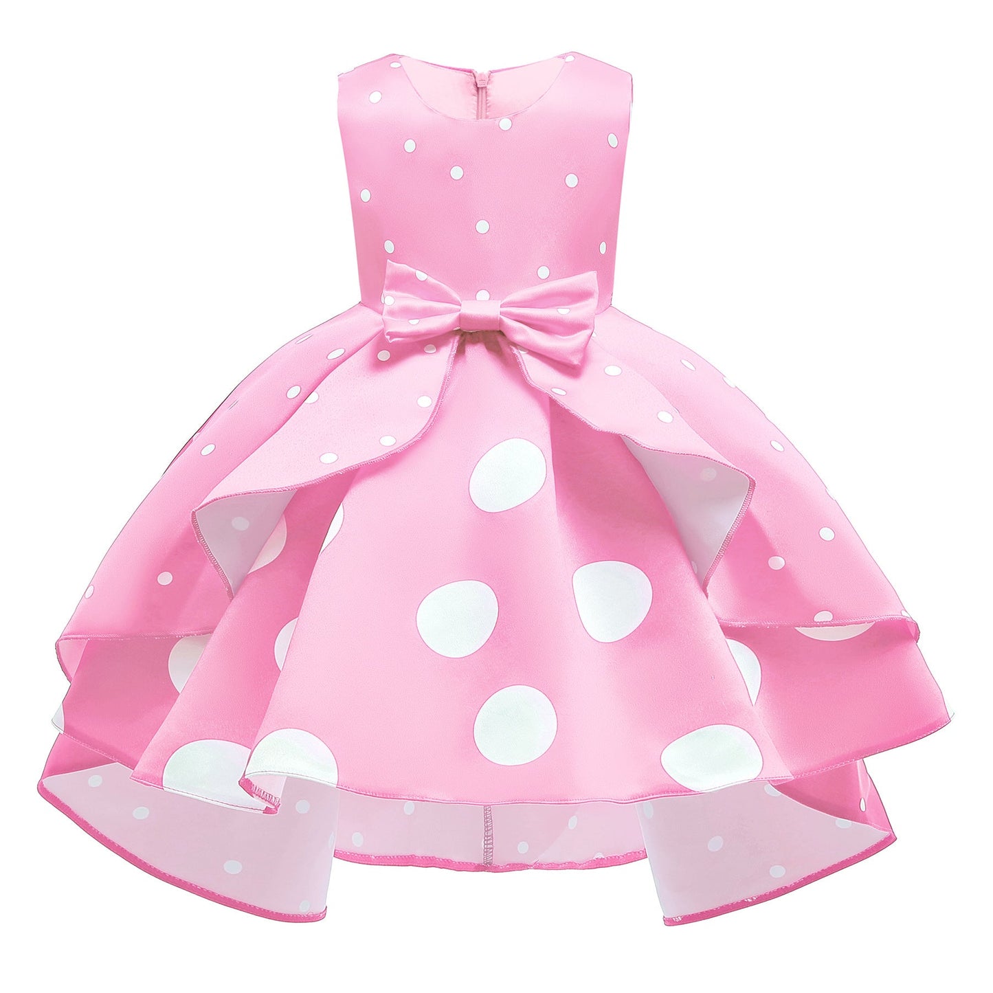 Girl's Pink Dot Retro Princess Dress