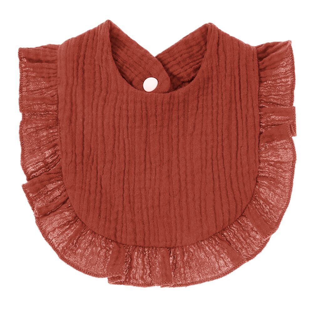 Burnt Red Ruffle Cotton Lace Bib