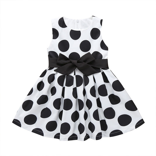 Girl's Black & White Polka Dot Dress