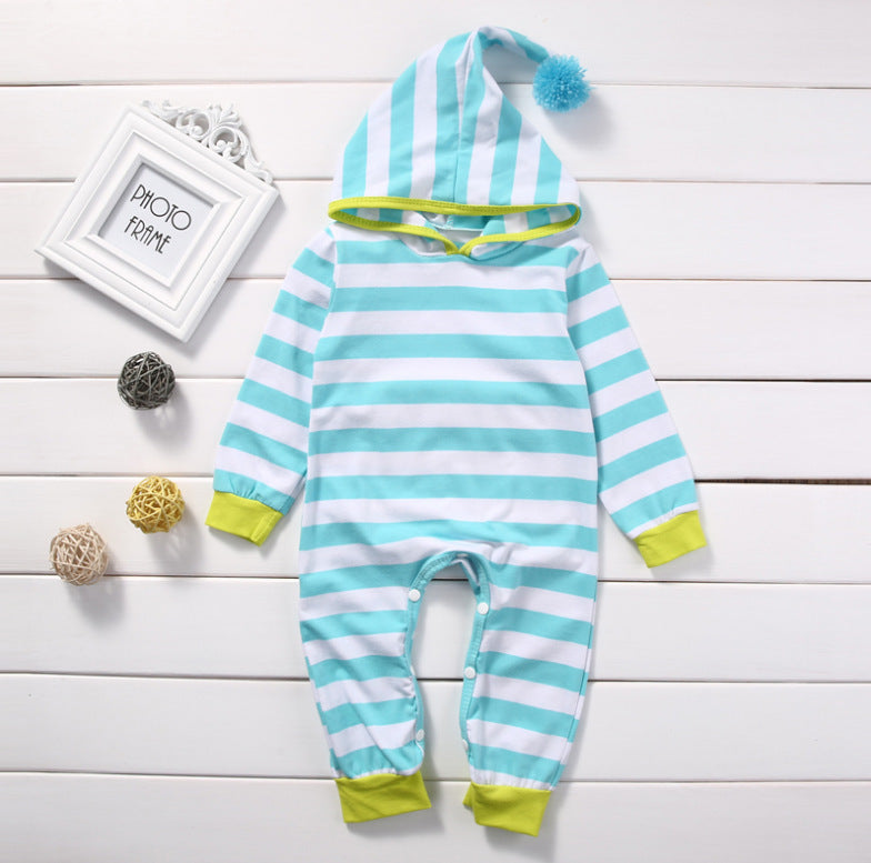 Long Sleeve Striped Hooded Jumpsuit