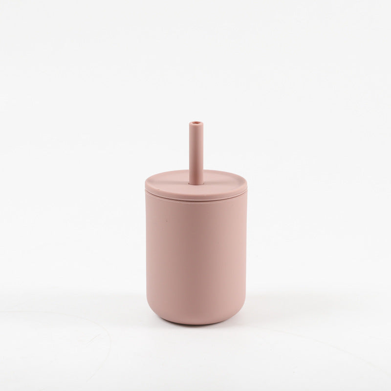 Food Grade Pink Silicone Straw Cup