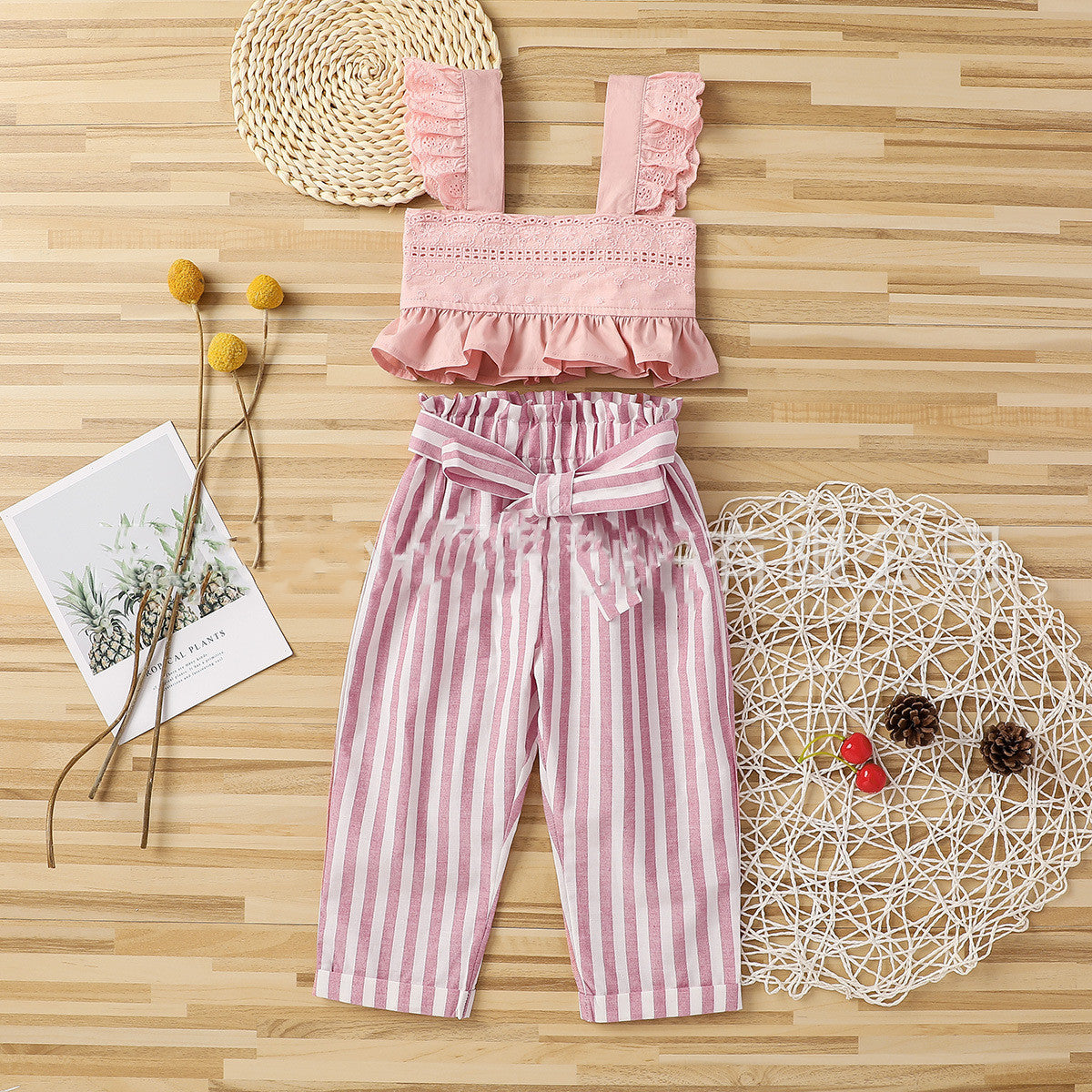 Pink Halter Top & Striped Trousers Outfit