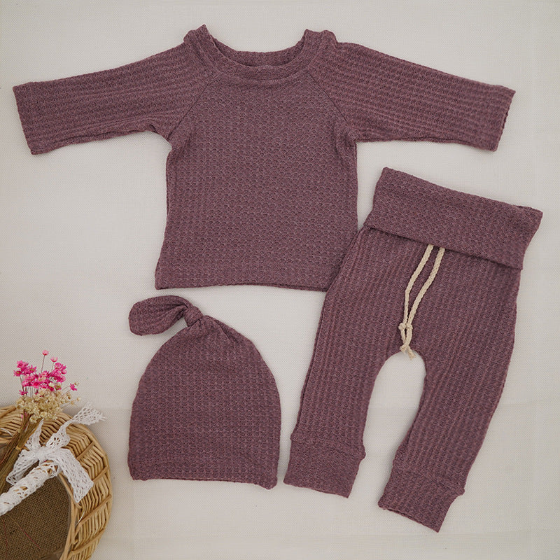 Mauve Long sleeve Top with Pants & Hat