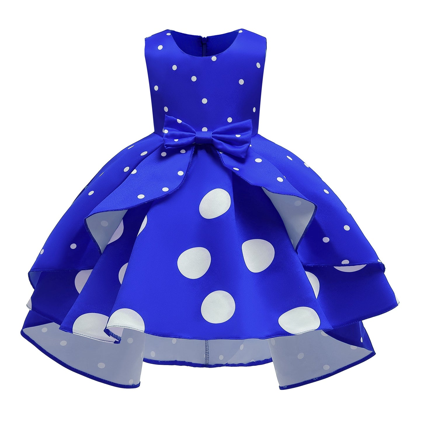Girl's Blue Dot Retro Princess Dress