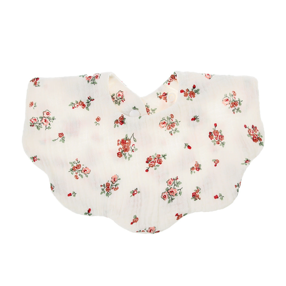 White with Pink Floral Drool & Food Bib - ages 0-3 years