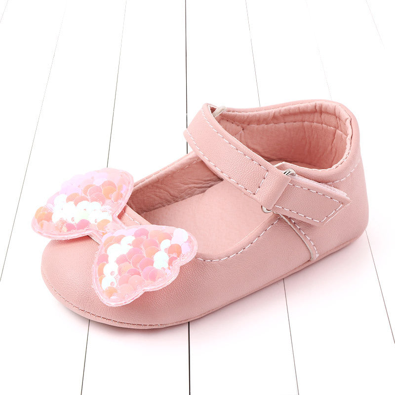 Pink Sequin Baby Shoes with Bow