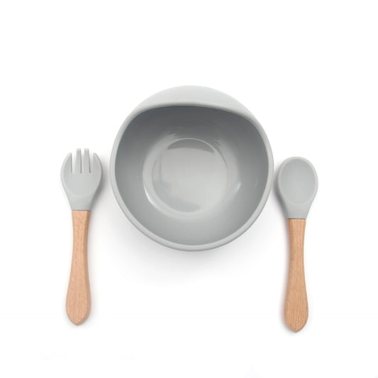 Grey Tableware 3pc Set - includes bowl, fork & spoon