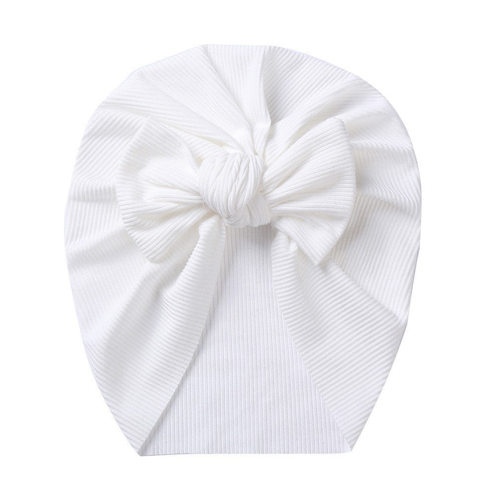 White Bow Cotton Pullover Cap