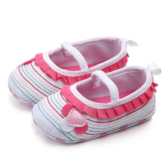White & Pink Flower Baby Shoes