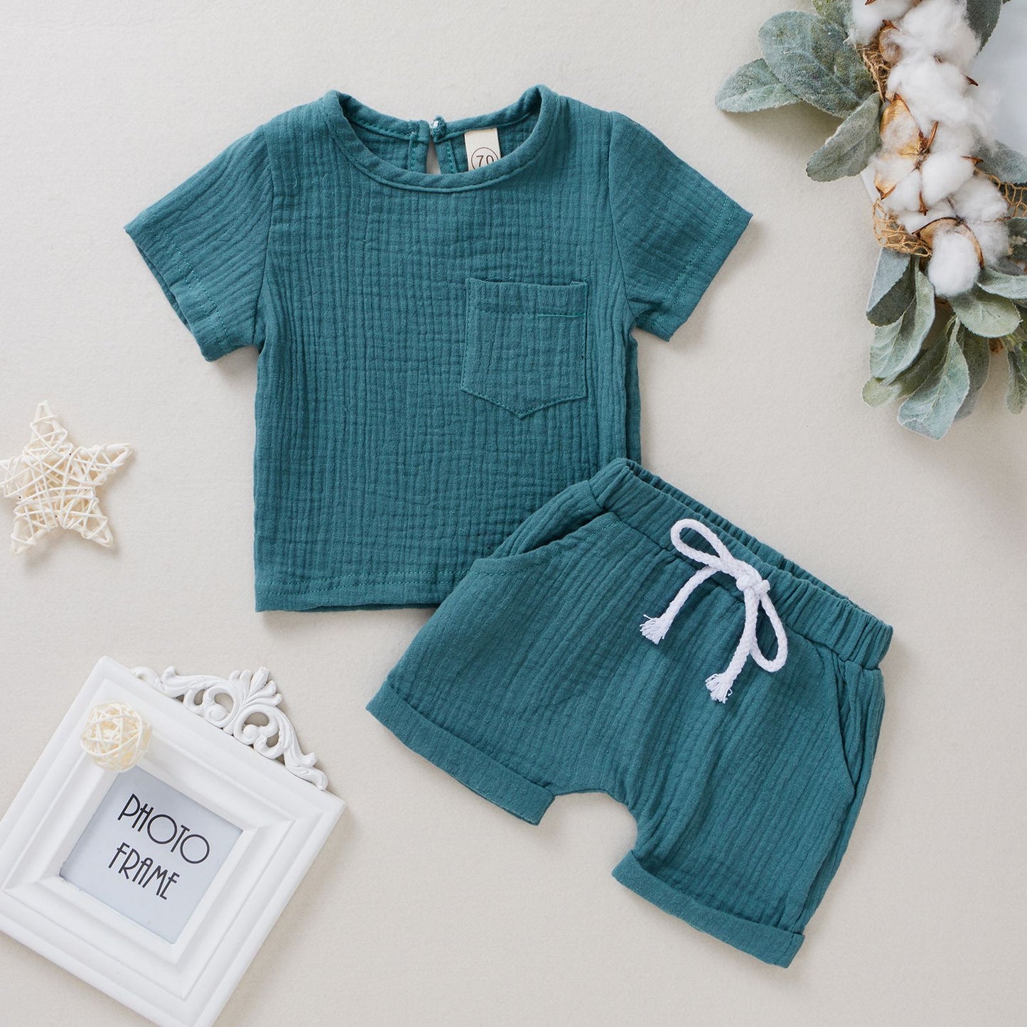 Baby Cotton Short Sleeve Shirt & Shorts -2pc set