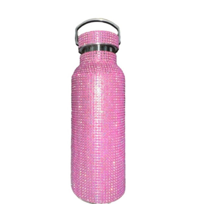 20oz. Leak-proof Insulated Hot Pink Bling Water Bottle With Straw & Lid - BPA Free
