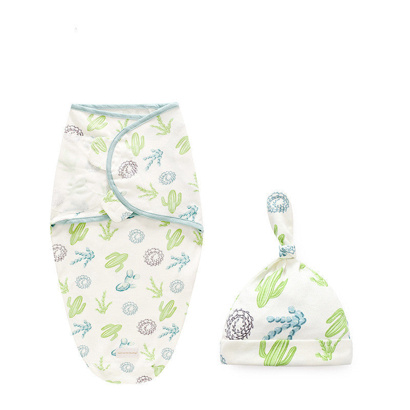 Cactus Swaddle Blanket with Matching Beanie Cap