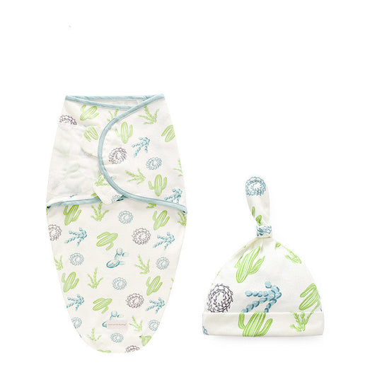 Cactus Swaddle Blanket with Matching Beanie Cap