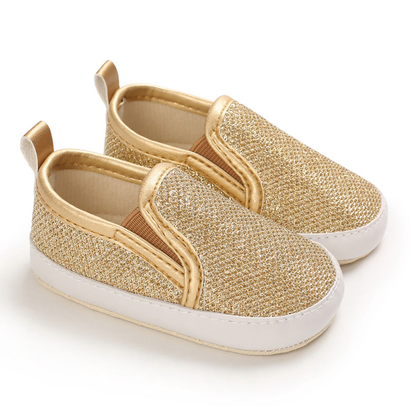 Gold Leather Slip-on Casual Shoes