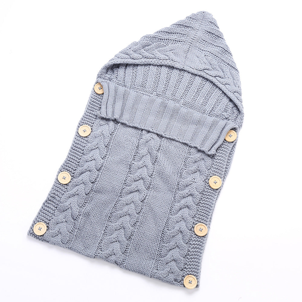 Grey Knitted Baby Sleeping Bag Quilt