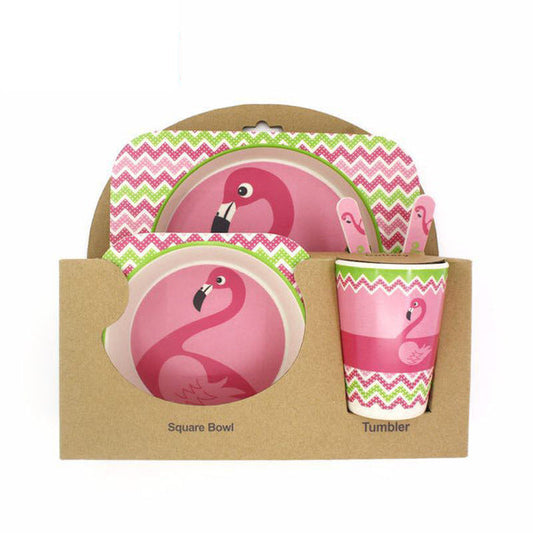 Bamboo Fiber Children's Flamingo Tableware Set - 5pc set